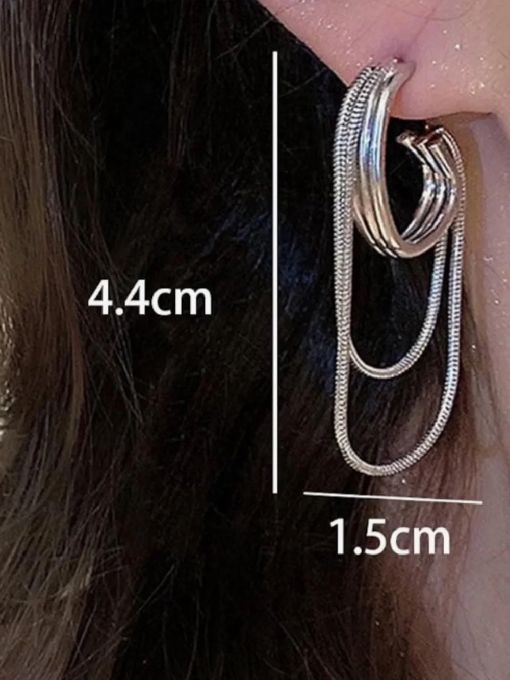 Silver Multi-Chain Hoop Drop Earrings